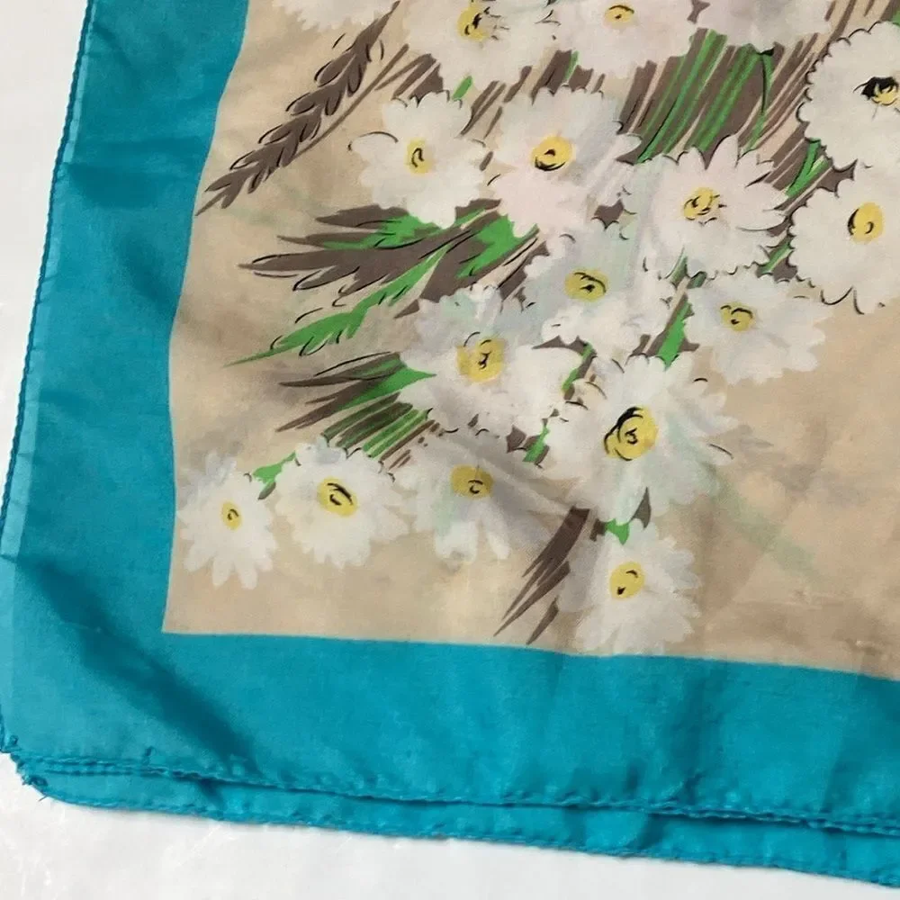 4/$30 Vintage Scarf Floral No Label Size 30”x31”